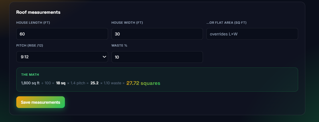 Live squares calculation