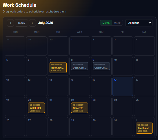 Crew schedule